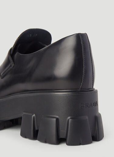 Prada Monolith Platform Leather Loafers Black pra0245013