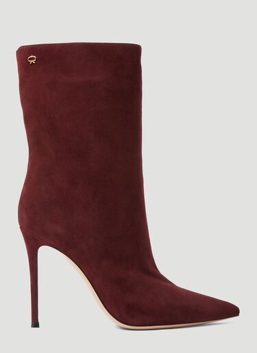 Gianvito Rossi Reus Suede High Heel Boots Burgundy gia0253014