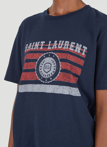 Saint Laurent Logo Print T-Shirt Blue sla0245035