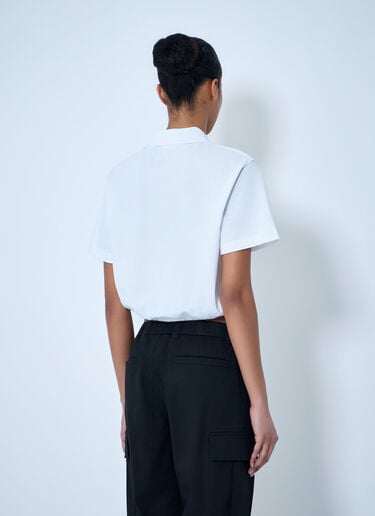 Moncler Cropped Drawstring Polo Shirt White mon0264023