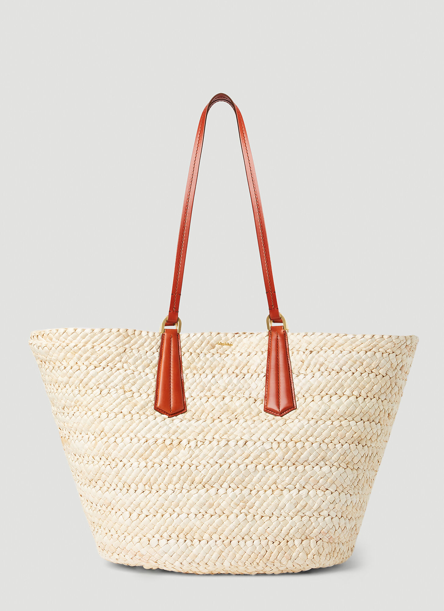 Max Mara Straw Tote Bag In Beige