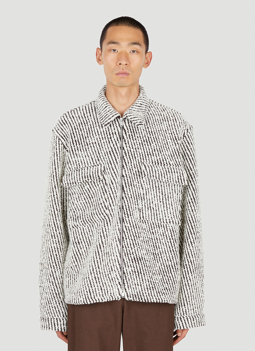 Jil Sander Stripe Knit Jacket in White LN CC