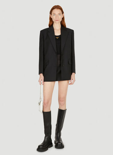 Prada Logo Patch Suit Blazer Black pra0251003