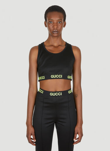 Gucci 로고 자카드 크롭 탑 블랙 guc0250015