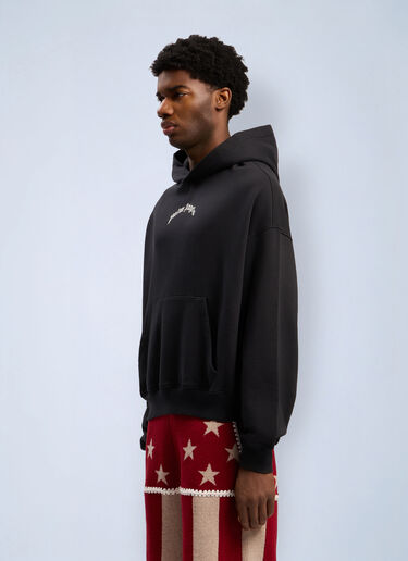 Curved Logo Loose Hooded Sweatshirt Palm Angels Curved Logo Loose Hooded Sweatshirt Black pma0162014