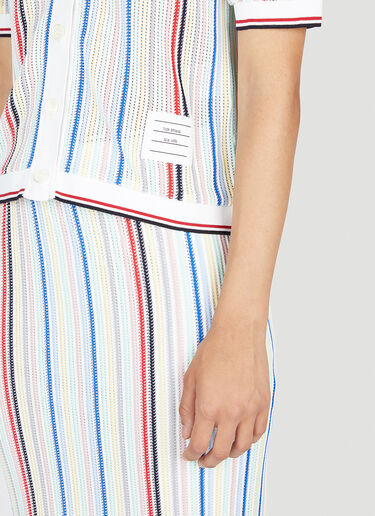 Striped Short Sleeve Cardigan Thom Browne Striped Short Sleeve Cardigan White thb0252006
