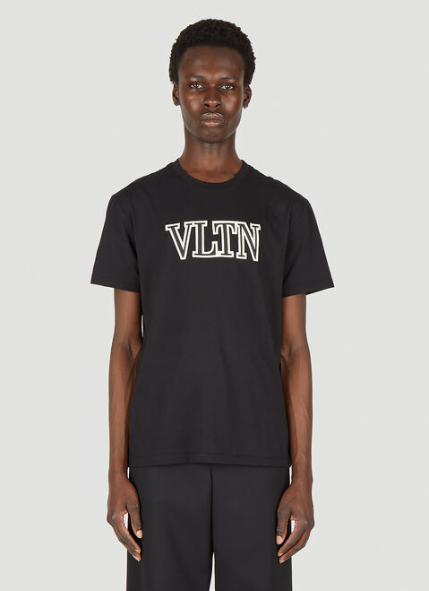 Valentino VLTN 자수 면 티셔츠 블랙 val0149017