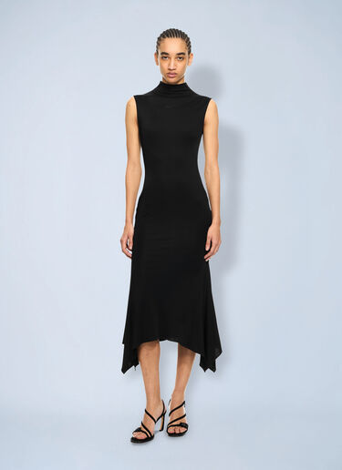 LN-CC® - Off-White: Fluid Sleeveless Midi Dress - Black Off-White Fluid Sleeveless Midi Dress Black ofw0264049
