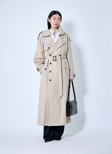 Saint Laurent Cotton Twill Trench Coat Beige sla0259015