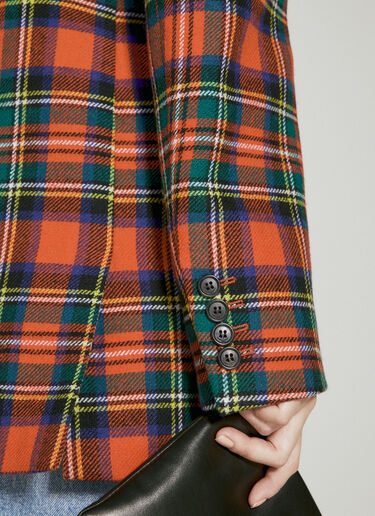 Saint Laurent Oversized Tartan Wool Blazer Red sla0254027