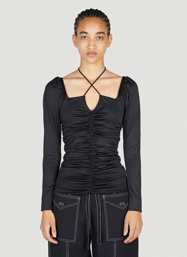 GANNI Ruched Top Black gan0253082
