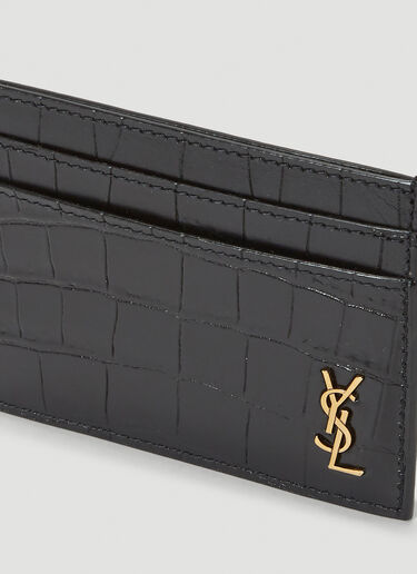 Saint Laurent Embossed Card Holder Black sla0140038