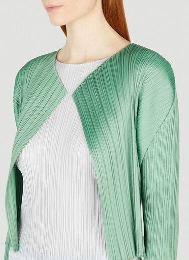 Pleats Please Issey Miyake Pleated Cardigan Green plp0252007
