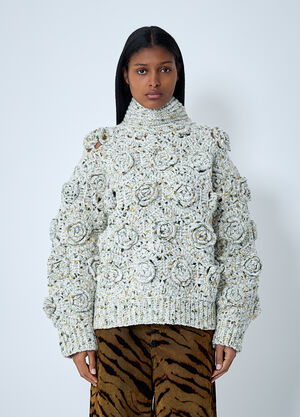 GANNI Crochet Sweater White gan0262003