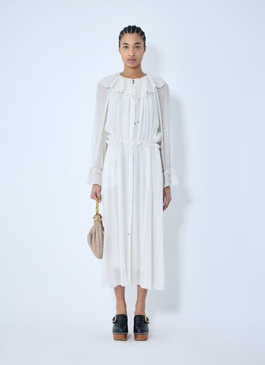 Chloé 缩褶真丝连衣裙 白色 chl0259003