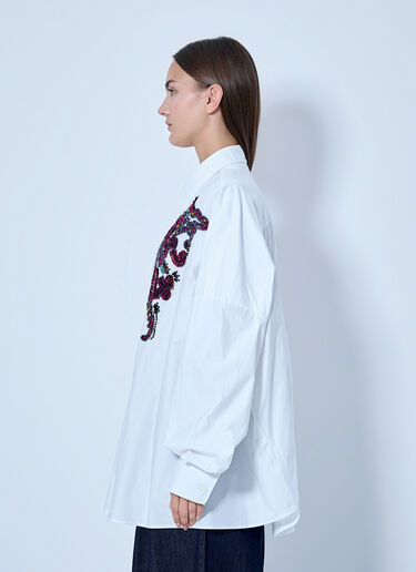 LN-CC® - Dries Van Noten: Embroidered Casia Oversized Shirt - White Dries Van Noten Embroidered Casia Oversized Shirt White dvn0265004
