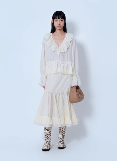 LN-CC® - GANNI: Viscose Silk Habotai Frill Blouse - Cream GANNI Viscose Silk Habotai Frill Blouse Cream gan0266001