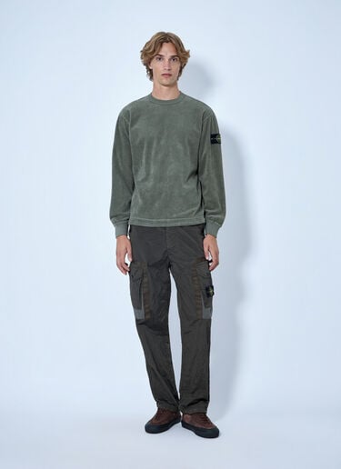 LN-CC® - Stone Island: Corduroy Logo Patch Sweatshirt - Green Stone Island Corduroy Logo Patch Sweatshirt Green sto0165047