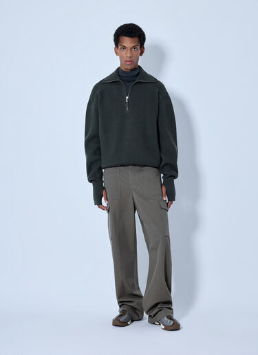 LN-CC® - RIER: Ribbed High Neck Sweatshirt - Green RIER Ribbed High Neck Sweatshirt Green rrr0165005