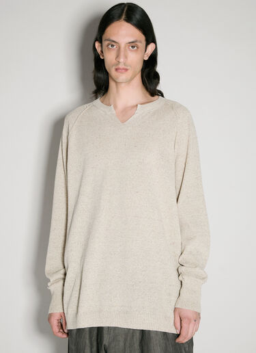 Yohji Yamamoto 스플릿 칼라 스웨터 베이지 yoy0156010