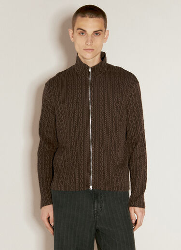 Our Legacy Shrunken Full Zip Polo Cardigan Brown our0156020