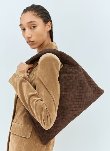 Bottega Veneta Large Hop Suede Shoulder Bag Brown bov0258019