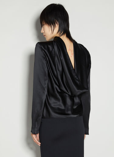Saint Laurent Cowl-Back Silk Blouse Black sla0254044