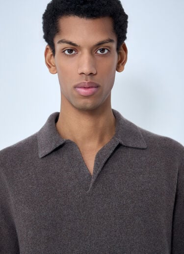 The Row Leach Polo Sweater Beige row0163002