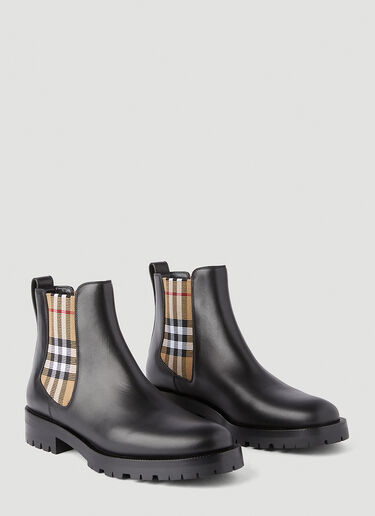 Burberry Check-Panel Chelsea Boots Black bur0245066