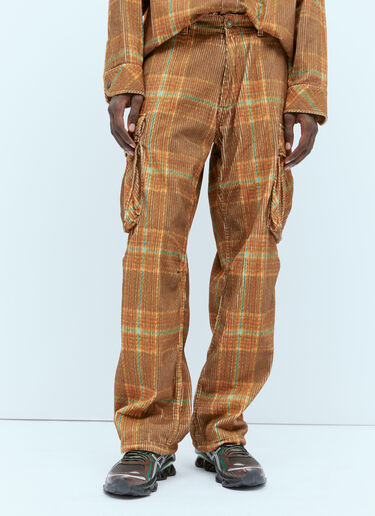 ERL Corduroy Printed Cargo Pants Brown erl0154006