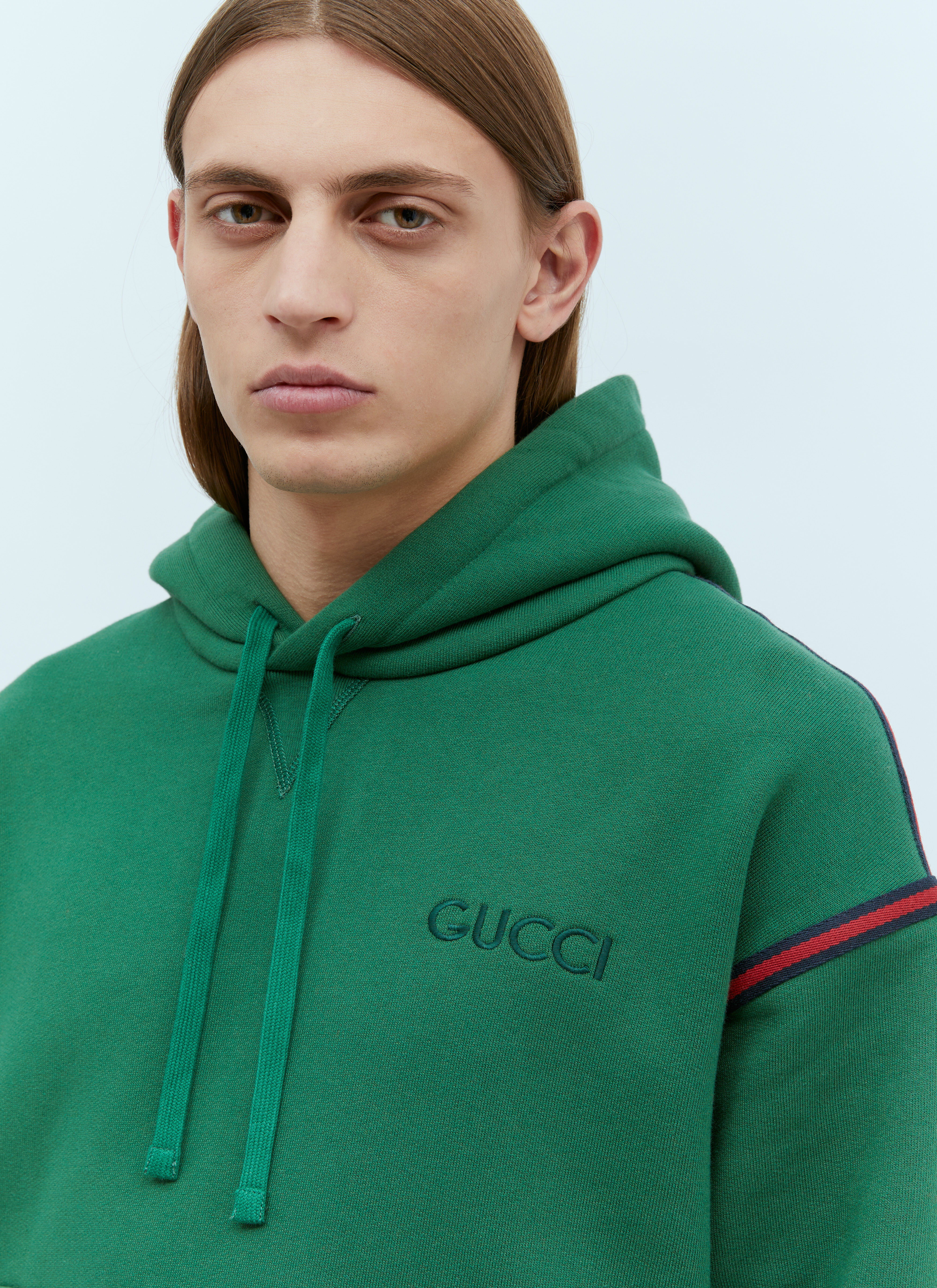 Gucci Men s Logo Embroidery Hooded Sweatshirt in Green LN CC