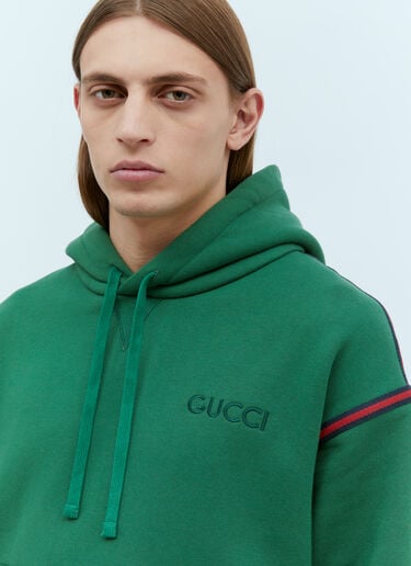Gucci 徽标刺绣连帽运动衫 绿色 guc0155046
