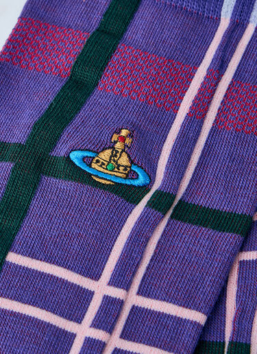 Vivienne Westwood Tartan High Socks Purple vvw0263083