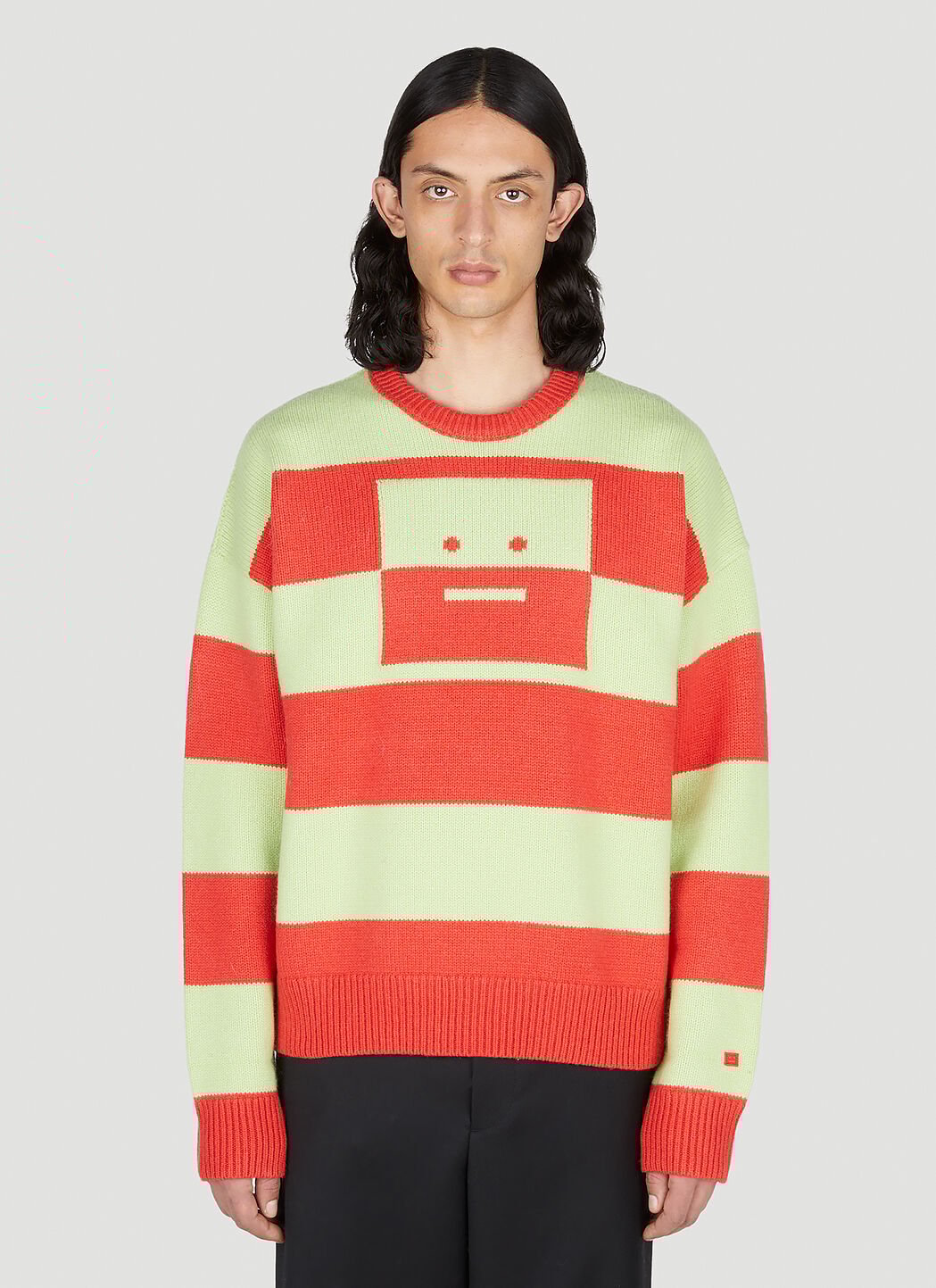 Acne Studios Face Logo Striped Sweater in Red LN CC