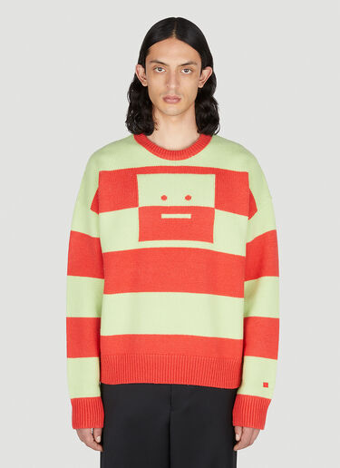 Acne Studios Face Logo Striped Sweater Red acn0351007