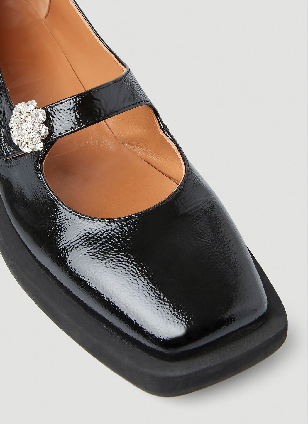 GANNI Wide Mary Jane Flats in Black LN CC