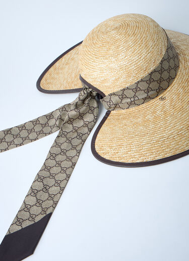 Gucci GG 蝴蝶结宽边草帽 米色 guc0261054
