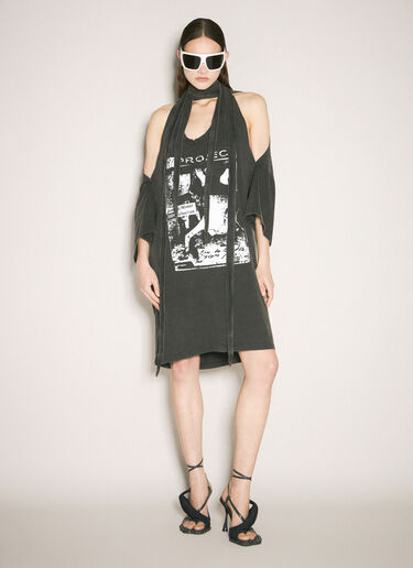 Multi-Scarf Rock Print Dress Y/Project Multi-Scarf Rock Print Dress Black ypr0258017