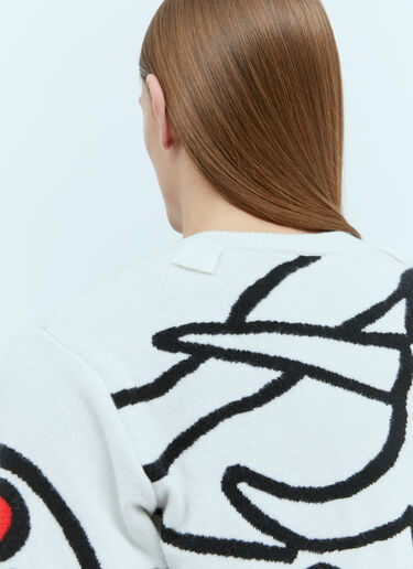 Walter Van Beirendonck Detachable Collar Sin Knit Sweater White wlt0154005