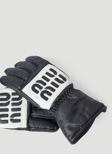 Miu Miu Leather Logo Ski Gloves  Black miu0246041