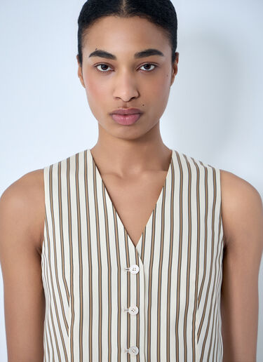 Max Mara Striped Buttoned Waistcoat Beige max0264008