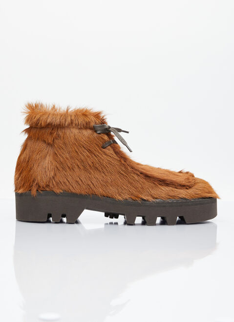 Buffalo Source x Herrensauna Ponyhair Lace-Up Boots Black bsh0155002
