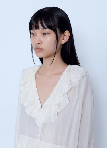 LN-CC® - GANNI: Viscose Silk Habotai Frill Blouse - Cream GANNI Viscose Silk Habotai Frill Blouse Cream gan0266001