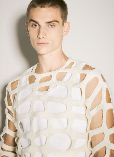 Comme des Garçons Homme Plus 镂花羊毛针织衫 乳白色 hpl0158006