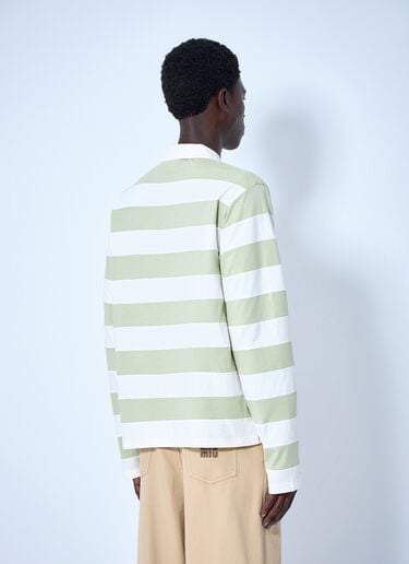 LN-CC® - Miu Miu: Striped Jersey Polo Shirt - Yellow Miu Miu Striped Jersey Polo Shirt Yellow miu0165004