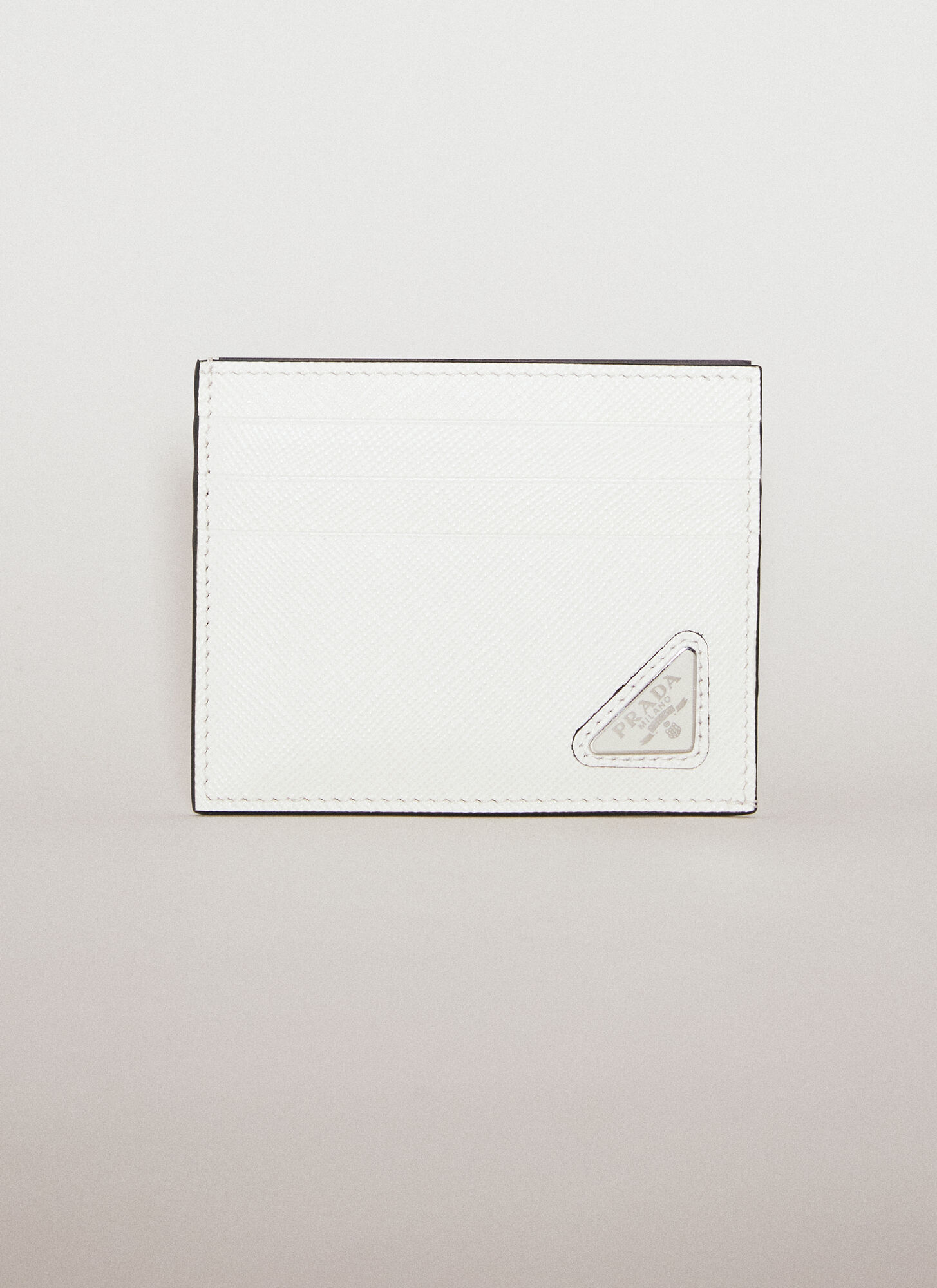Shop Prada Saffiano Leather Cardholder In White