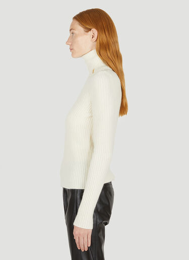 Saint Laurent Monogram Roll Neck Sweater White sla0249065