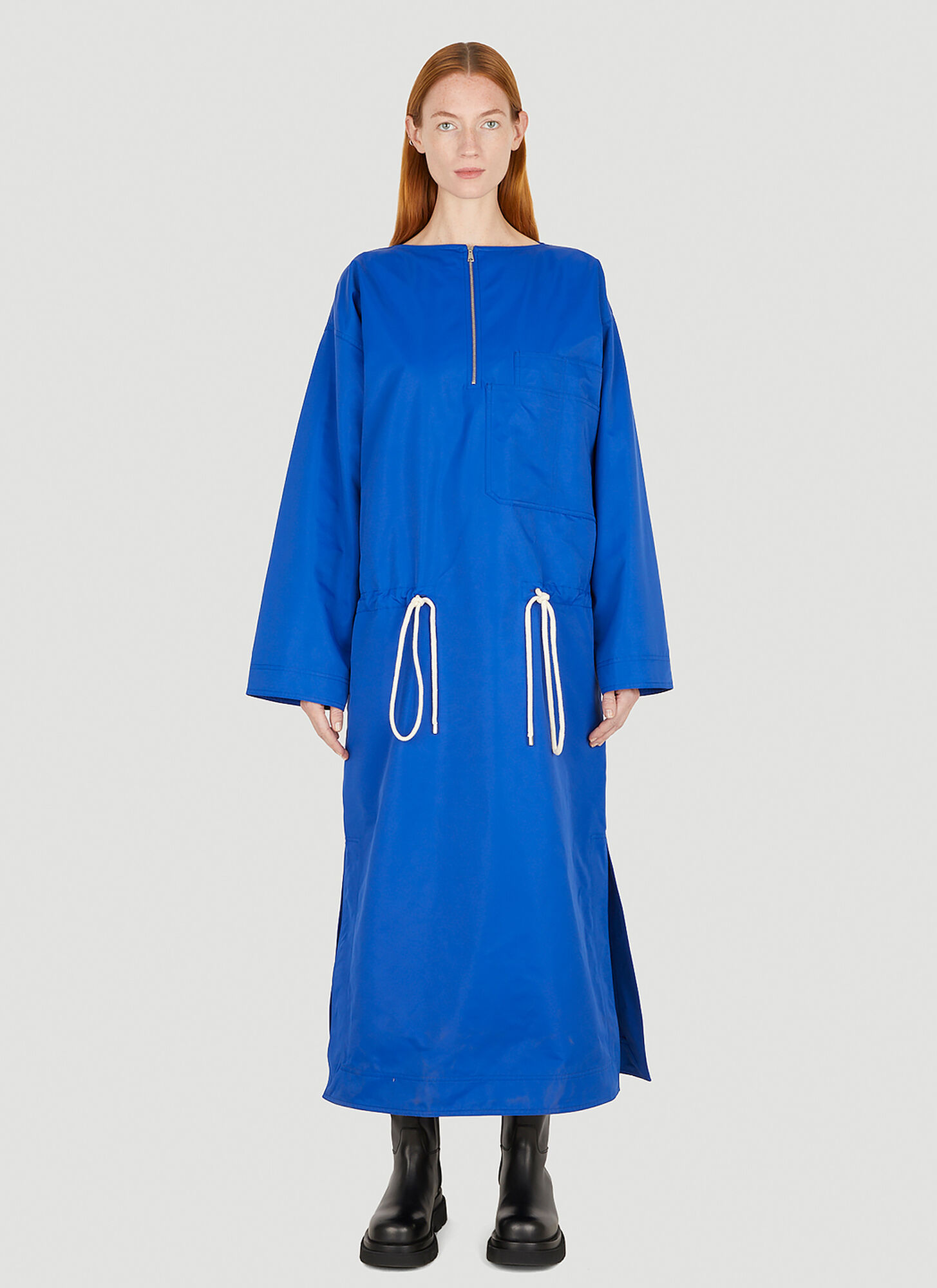Plan C Drawstring Dress Female Blue