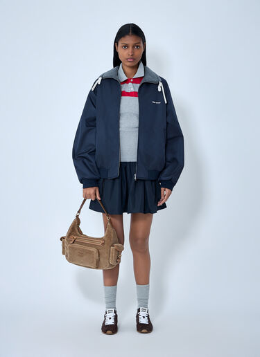 Miu Miu Technical Gazar And Fleece Bomber Jacket Blue miu0263007