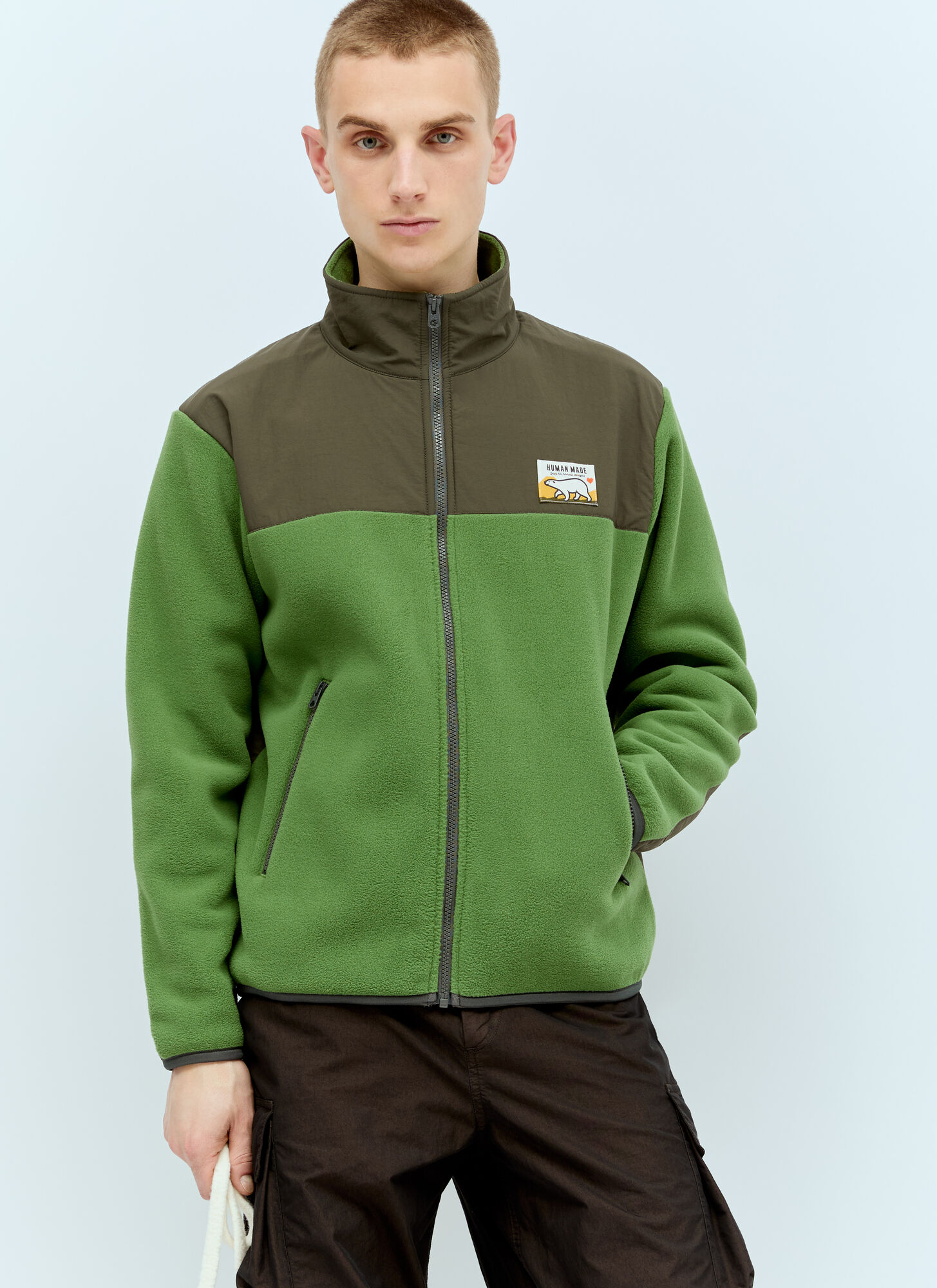Shop Human Made Fleece Jacket In Green